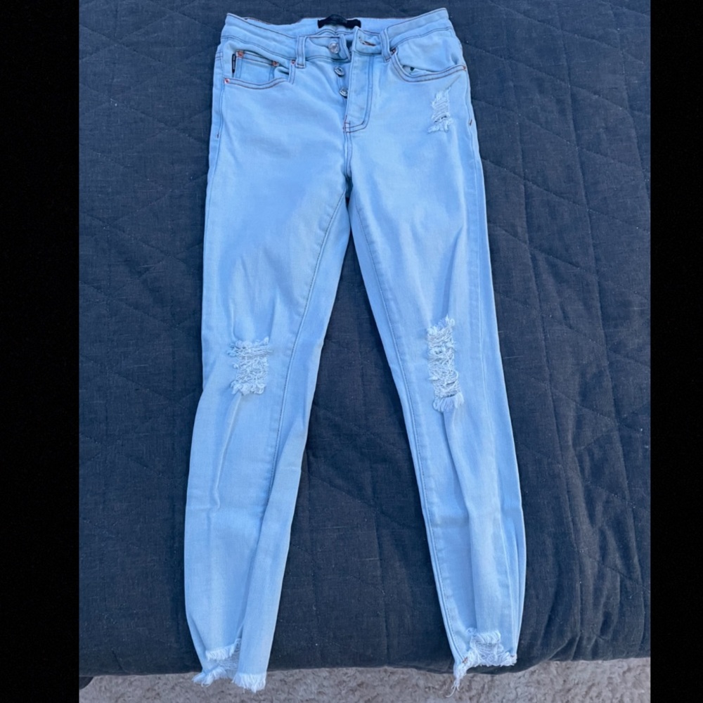 Blue jeans with holes